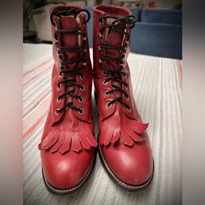 Vintage Justin Lace Up Roper- Red - Size 6